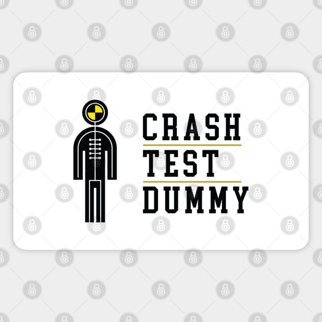 Crash Test Dummy Stickman Yellow Safety Testman with Black Dark Text and Yellow Line Separated Magnet by ActivLife